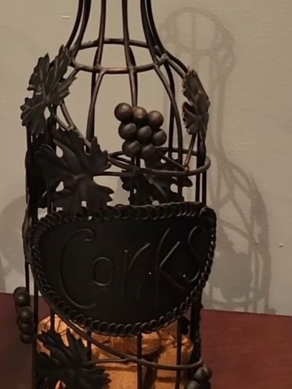 Decorative Metal Cork Holder and Wine Glass Holder